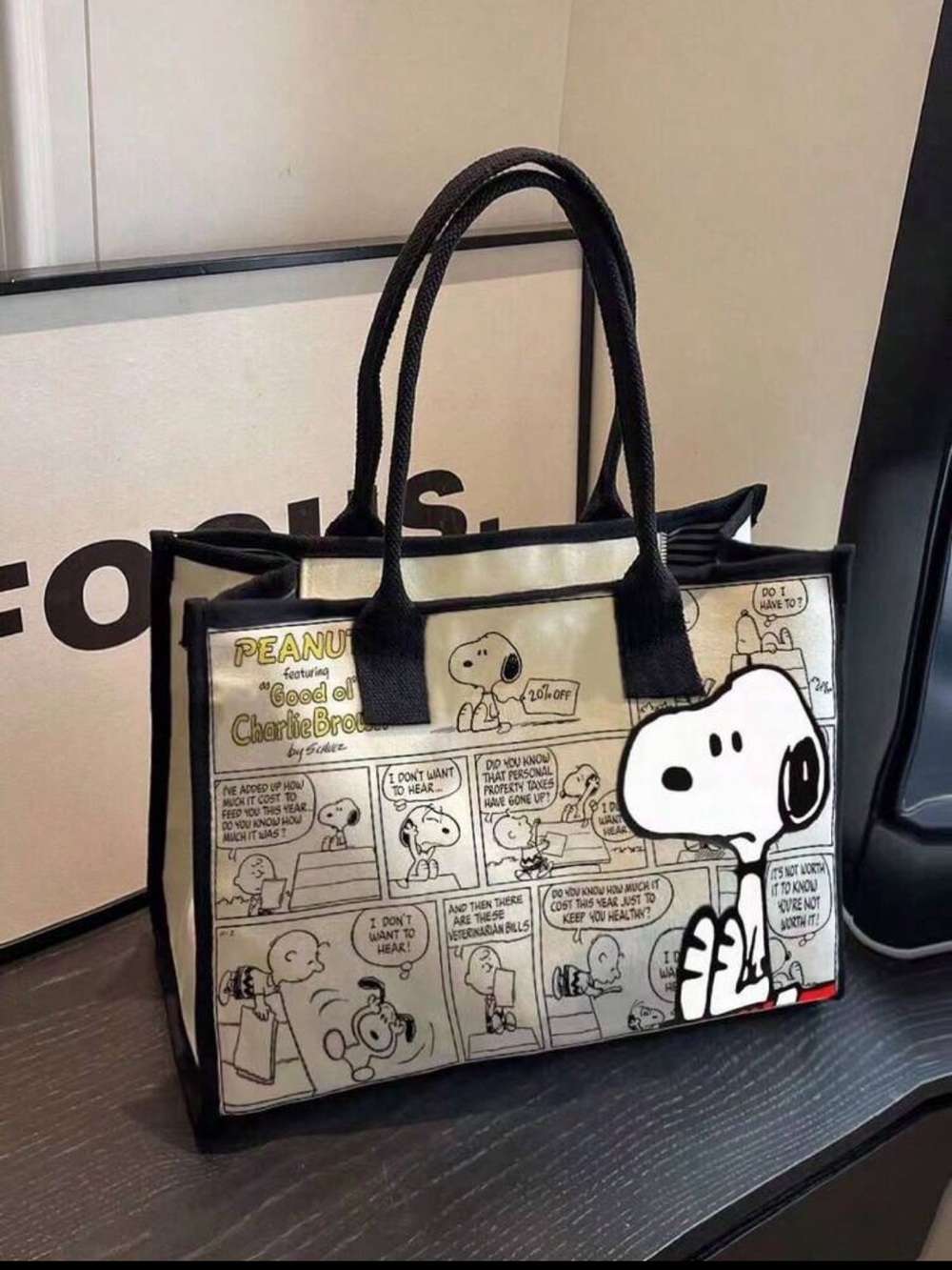 Snoopy Peanuts Comic Canvas Tote Bag NEW 🏷️